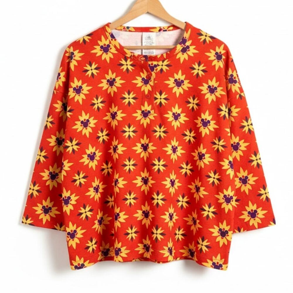 Disney Parks Womens L‎ Epcot Morocco Pavilion Mickey Mouse Bohemian Henley Top